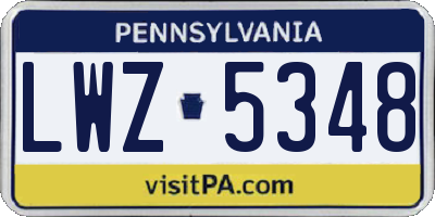 PA license plate LWZ5348