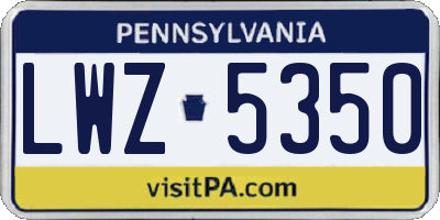 PA license plate LWZ5350
