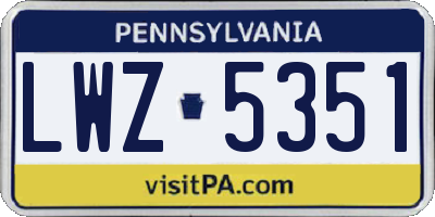 PA license plate LWZ5351