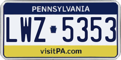PA license plate LWZ5353