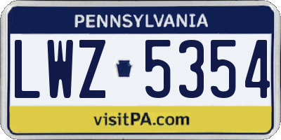 PA license plate LWZ5354