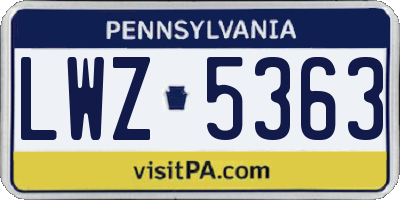 PA license plate LWZ5363