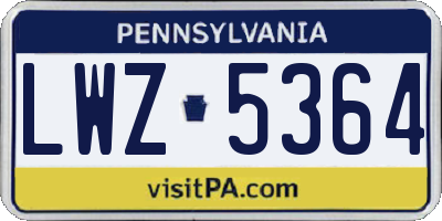 PA license plate LWZ5364
