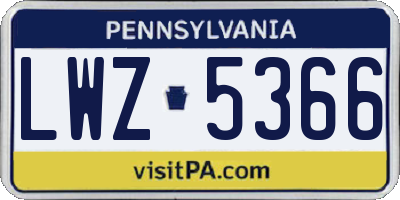 PA license plate LWZ5366