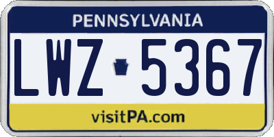 PA license plate LWZ5367