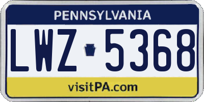 PA license plate LWZ5368