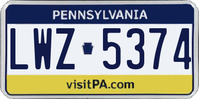 PA license plate LWZ5374