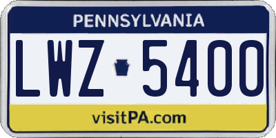 PA license plate LWZ5400