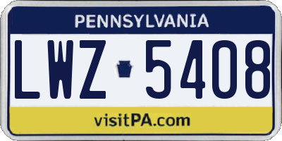PA license plate LWZ5408