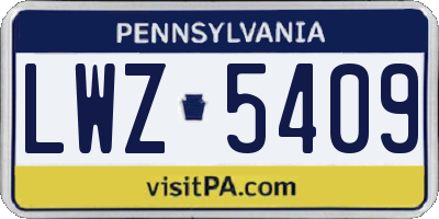 PA license plate LWZ5409