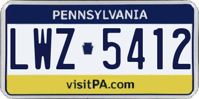 PA license plate LWZ5412