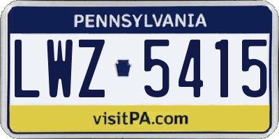 PA license plate LWZ5415