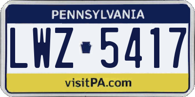 PA license plate LWZ5417