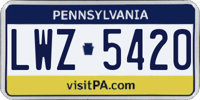 PA license plate LWZ5420