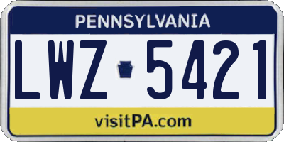 PA license plate LWZ5421