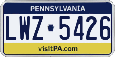 PA license plate LWZ5426