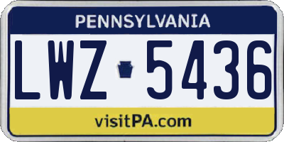 PA license plate LWZ5436