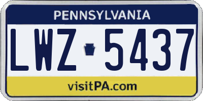 PA license plate LWZ5437