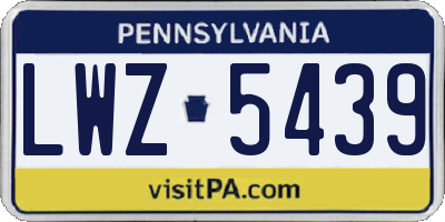 PA license plate LWZ5439
