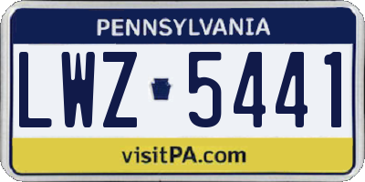 PA license plate LWZ5441