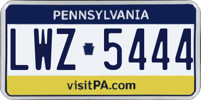 PA license plate LWZ5444