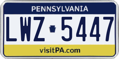 PA license plate LWZ5447