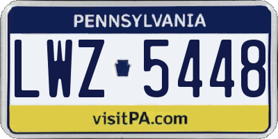 PA license plate LWZ5448