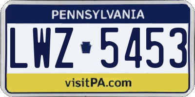 PA license plate LWZ5453