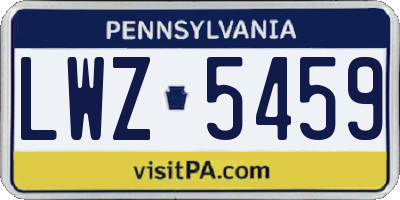 PA license plate LWZ5459