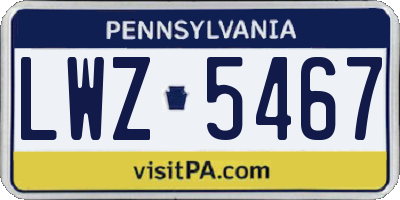 PA license plate LWZ5467