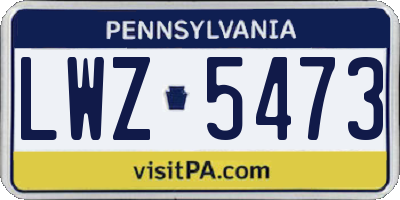 PA license plate LWZ5473