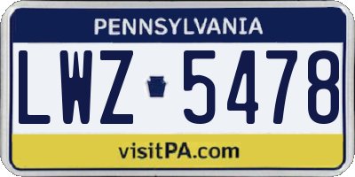 PA license plate LWZ5478