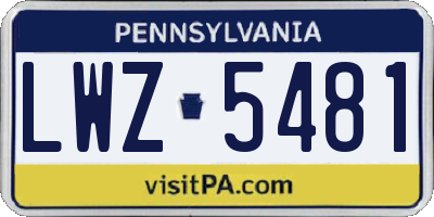 PA license plate LWZ5481