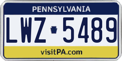 PA license plate LWZ5489