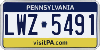 PA license plate LWZ5491