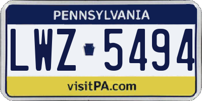 PA license plate LWZ5494