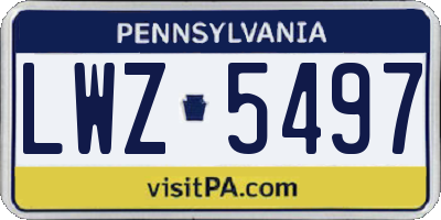 PA license plate LWZ5497
