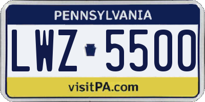 PA license plate LWZ5500