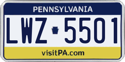 PA license plate LWZ5501