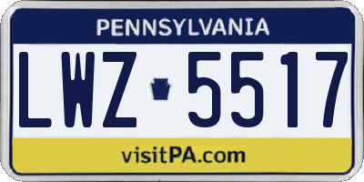 PA license plate LWZ5517
