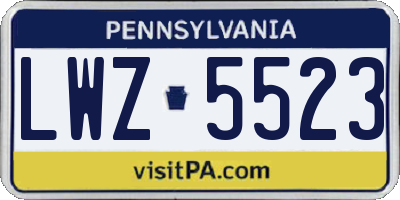PA license plate LWZ5523