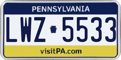 PA license plate LWZ5533