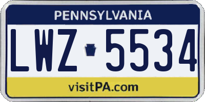 PA license plate LWZ5534