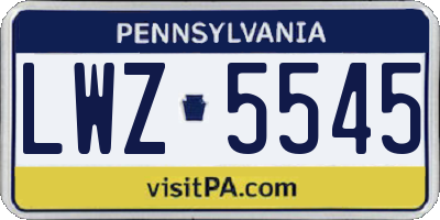 PA license plate LWZ5545