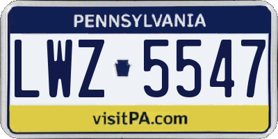 PA license plate LWZ5547