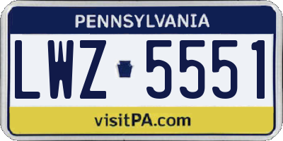 PA license plate LWZ5551