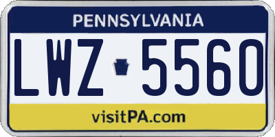 PA license plate LWZ5560