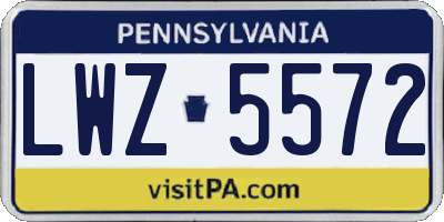 PA license plate LWZ5572