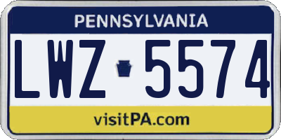 PA license plate LWZ5574