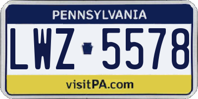 PA license plate LWZ5578